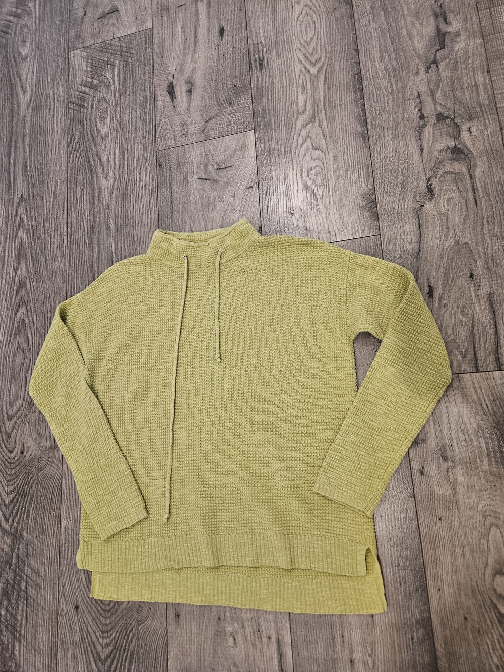 Eileen Fisher Lime Green Waffle Knit Organic Linen Cotton Blend Sweater Sz. XXS